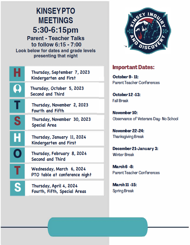 Kinsey PTO Schedule 2023-2024